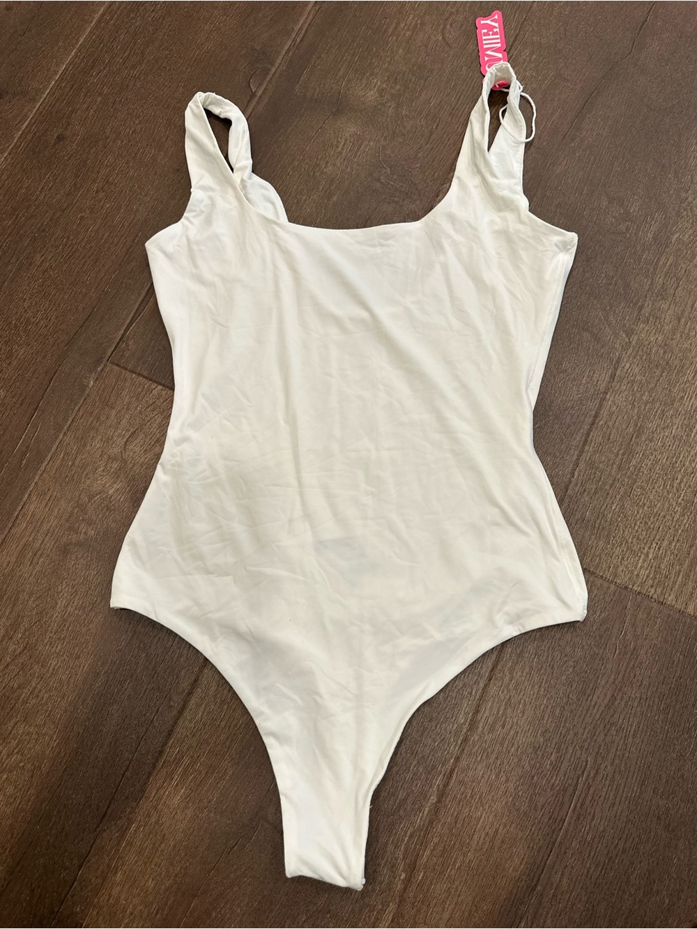 Pumiey White Tank Top Thong Bodysuit